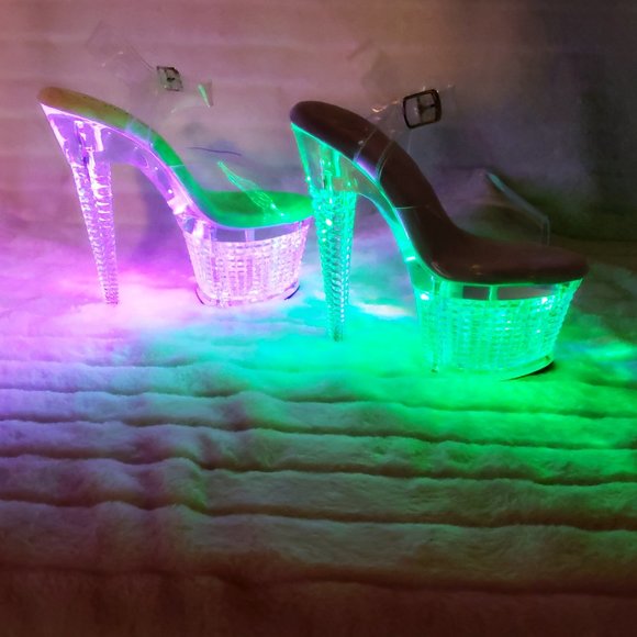 Multiple Function Led Lighted Flashdance Special Textured Platform 7" Heels - Picture 4 of 14